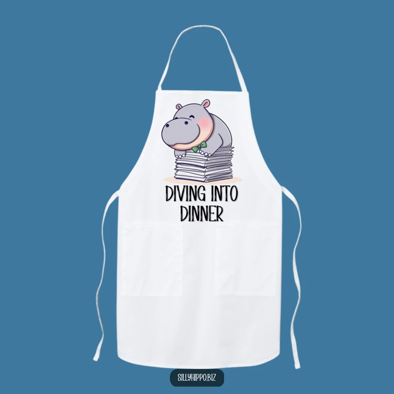 Funny Hippo Paper Dive Apron: Cook with Hilarious Office Flair!