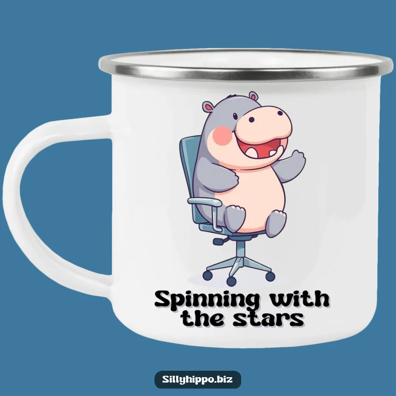 Funny Spinning Hippo Camping Mug - Outdoor Office Fun!