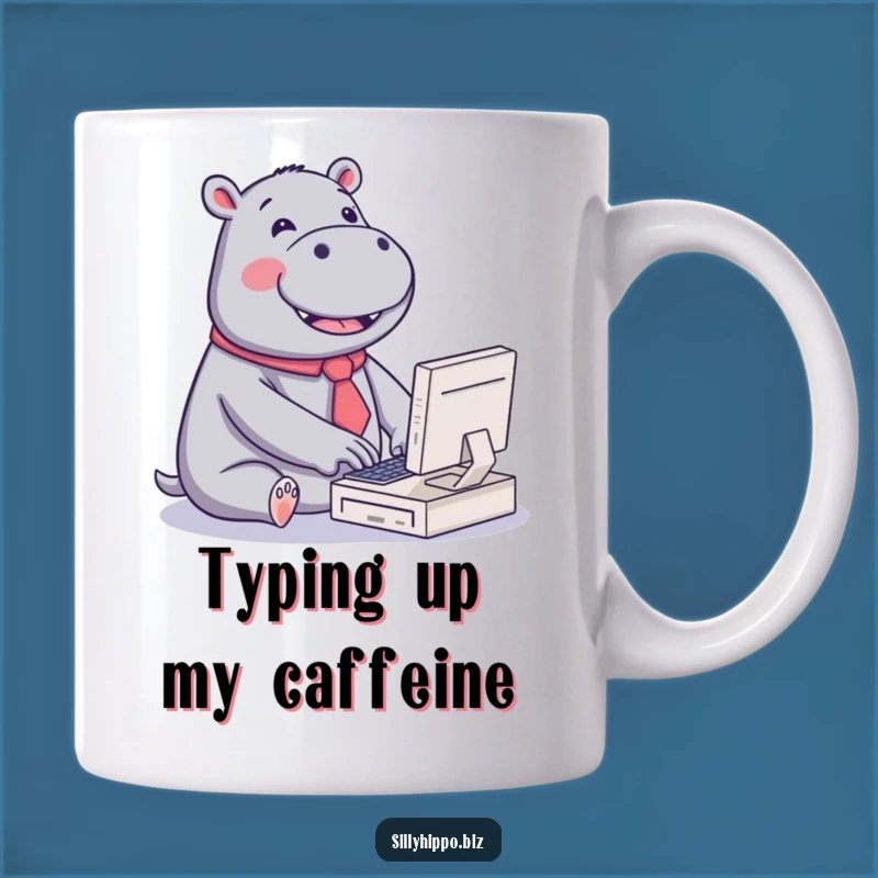Funny Kawaii Hippo Mug: Joyful Typing for a Hilarious Office Gift