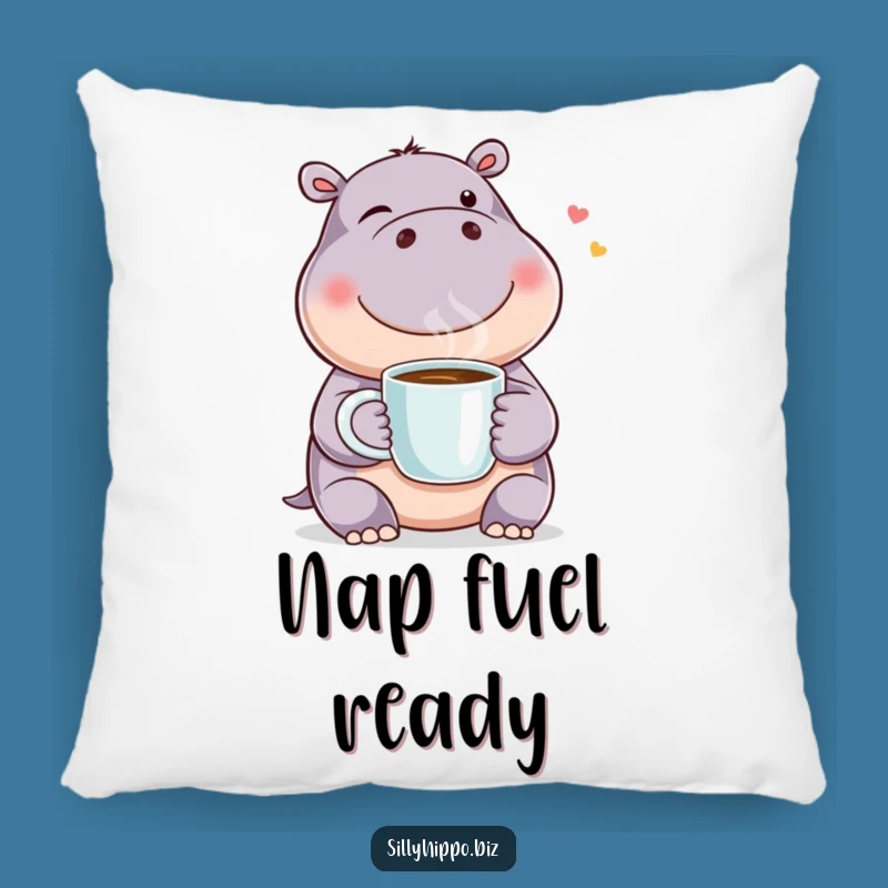 Funny Winking Hippo Coffee Pillow: Snuggle Up with a Smile