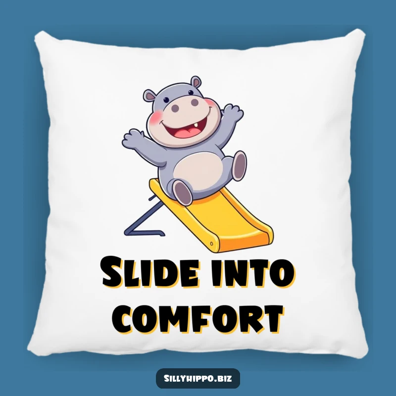 Funny Hippo Office Slide Pillow: Cozy Comfort with a Laugh