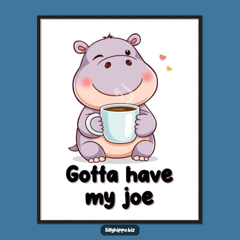 Funny Winking Hippo Coffee Digital Art: Instant Cheer for Your Space