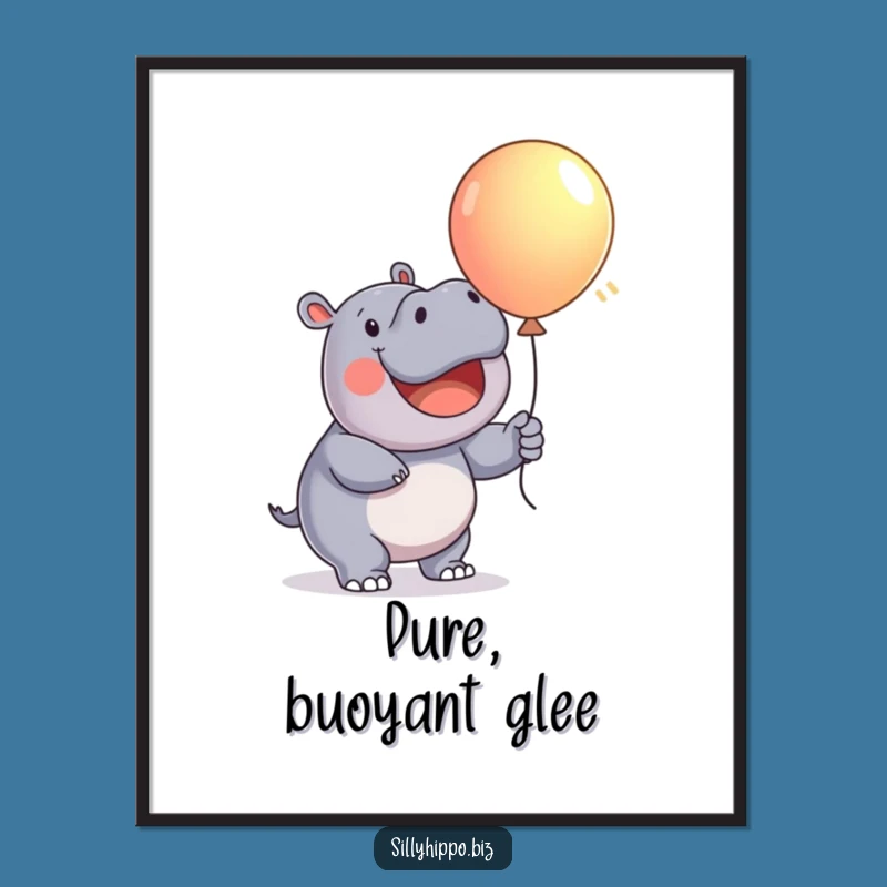 Funny Hippo Balloon Poster: Joyful Art, Unique Funny Gift for Kids