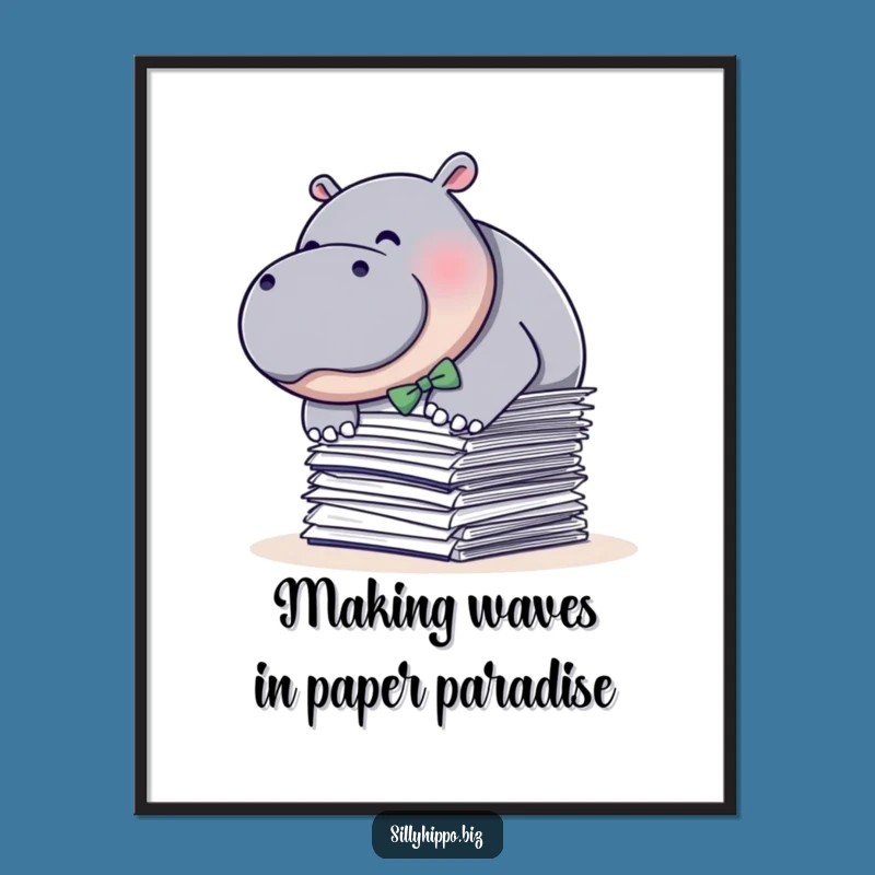 Free Printable Hippo Bow Tie Wall Art - Comical Paper Dive Downloadable Decor