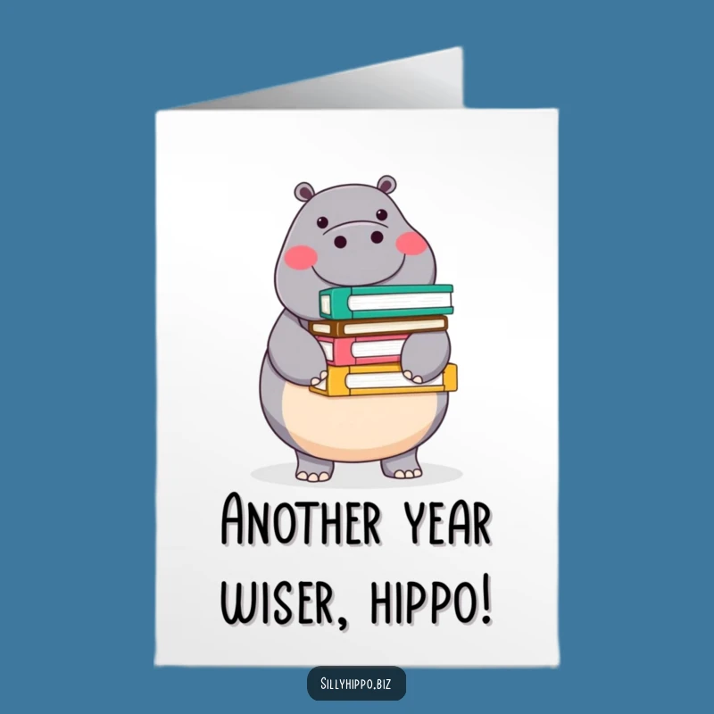 Free Printable Hippo Birthday Card: Folder Balance Funny Downloadable Gift