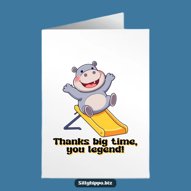 Free Printable Thank You Card: Hippo Office Slide - Funny Downloadable Appreciation Gift