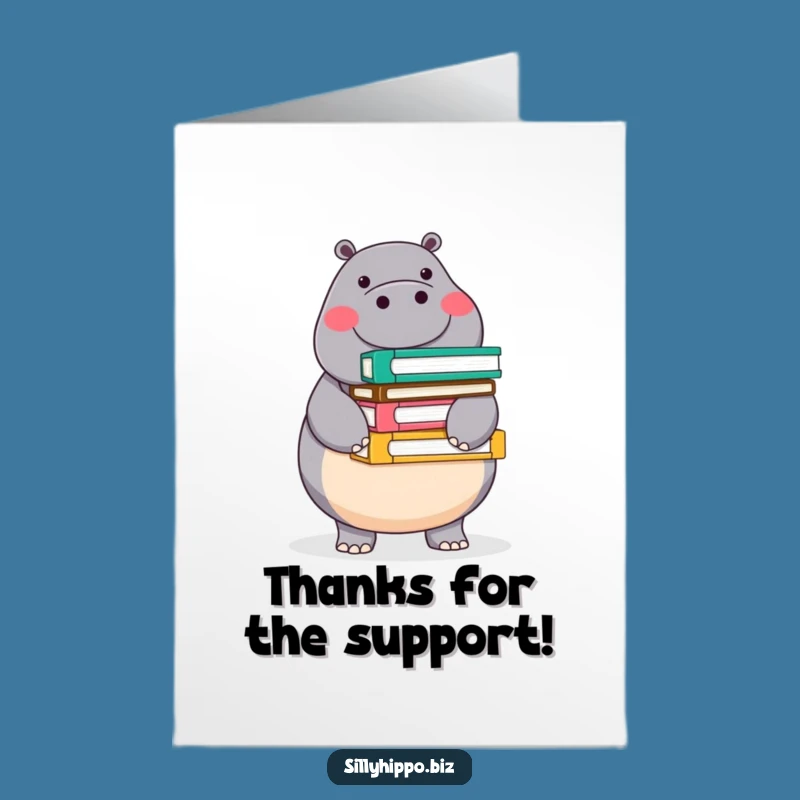 Free Printable Hippo Thank You Card: Folder Balance Funny Downloadable Gift