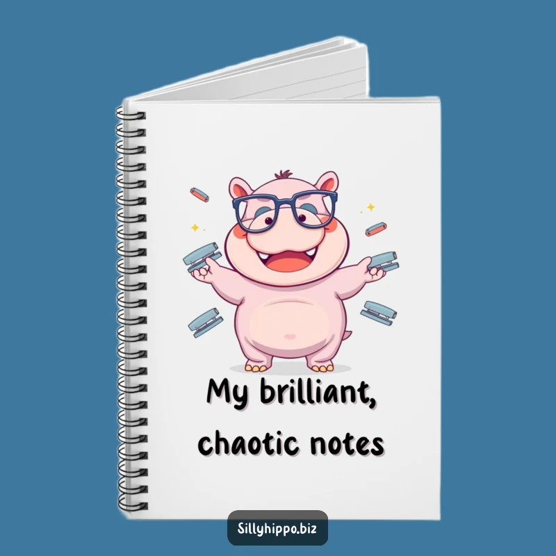 Funny Hippo Stapler Juggling Notebook - Jot Down Ideas Hilariously