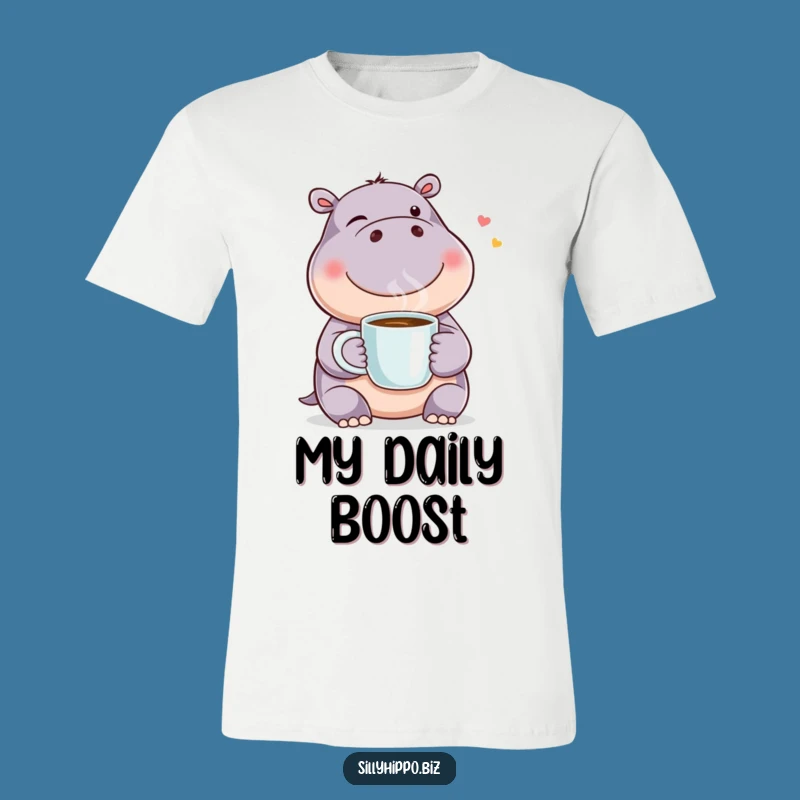 Funny Winking Hippo Coffee T-Shirt: Hilarious Gift for Brew Enthusiasts