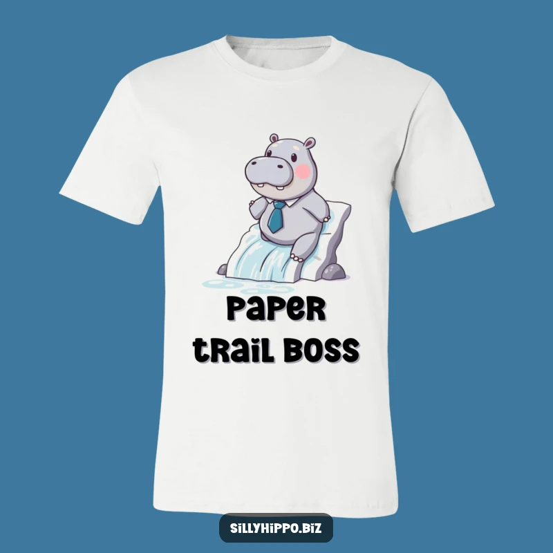 Funny Hippo Paper Slide T-Shirt - Hilarious Office Escape Tee