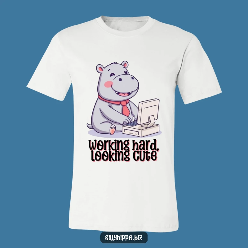 Funny Kawaii Hippo T-Shirt: Joyful Typing for a Humorous Look