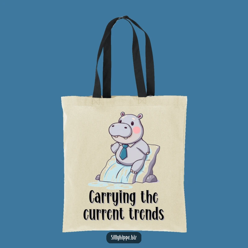 Funny Hippo Paper Slide Tote Bag - Carry Your Office Humor!