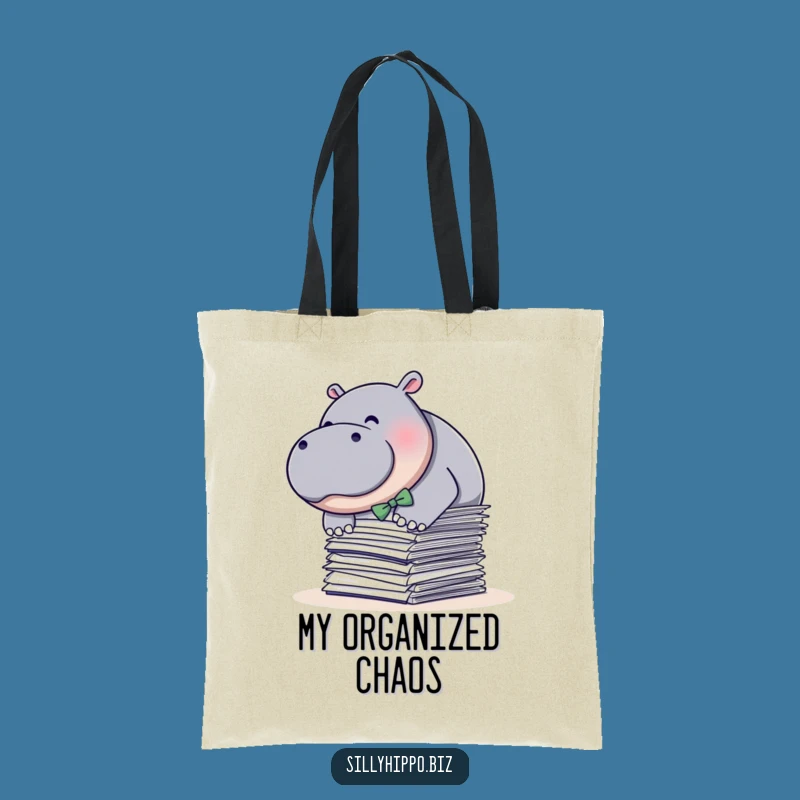 Funny Hippo Paper Dive Tote Bag: Carry Your Documents with Humor!