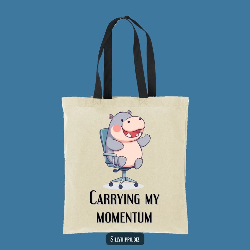 Funny Spinning Hippo Tote Bag - Carry Your Office Cheer!