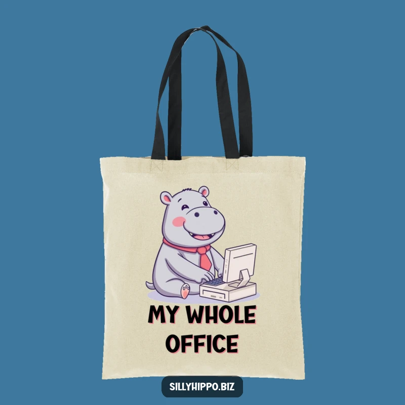 Funny Kawaii Hippo Tote Bag: Carry Your Joy with Office Humor
